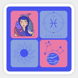 Pisces Horoscope Hand Drawn Pattern Sticker